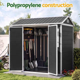 Giantz Garden Shed Resin Outdoor Storage Box 2.44x1.31M Tool Shed Backyard Black In Australia - Darrahopens