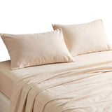 Giselle Double Sheet Set 150 GSM Anti-pilling Micro Flannel, Fast Drying Lightweight 4 Piece, 40CM Deep Pocket Fits Thick Mattress, Cream White