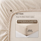 Giselle Queen Sheet Set 150 GSM Anti-pilling Micro Flannel, Fast Drying Lightweight 4 Piece, 40CM Deep Pocket Fits Thick Mattress, Cream White