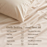 Giselle Queen Sheet Set 150 GSM Anti-pilling Micro Flannel, Fast Drying Lightweight 4 Piece, 40CM Deep Pocket Fits Thick Mattress, Cream White