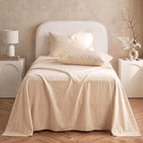 Giselle Single Sheet Set 150 GSM Anti-pilling Micro Flannel, Fast Drying Lightweight 4 Piece, 40CM Deep Pocket Fits Thick Mattress, Cream White