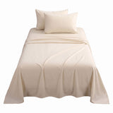 Giselle Single Sheet Set 150 GSM Anti-pilling Micro Flannel, Fast Drying Lightweight 4 Piece, 40CM Deep Pocket Fits Thick Mattress, Cream White