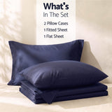 Giselle Double 500TC Cotton 4Pcs Sheet Set with 40cm Extra Deep Pocket for Thick Mattresses Sateen Weave for Sweaty Nights Navy Blue