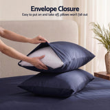 Giselle King 500TC Cotton 4Pcs Sheet Set with 40cm Extra Deep Pocket for Thick Mattresses Sateen Weave for Sweaty Nights Navy Blue