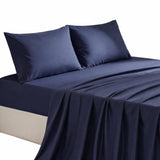 Giselle King 500TC Cotton 4Pcs Sheet Set with 40cm Extra Deep Pocket for Thick Mattresses Sateen Weave for Sweaty Nights Navy Blue