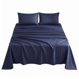 Giselle Queen 500TC Cotton 4Pcs Sheet Set with 40cm Extra Deep Pocket for Thick Mattresses Sateen Weave for Sweaty Nights Navy Blue