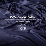 Giselle Single 500TC Cotton 4Pcs Sheet Set with 40cm Extra Deep Pocket for Thick Mattresses Sateen Weave for Sweaty Nights Navy Blue