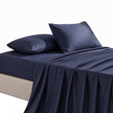 Giselle Single 500TC Cotton 4Pcs Sheet Set with 40cm Extra Deep Pocket for Thick Mattresses Sateen Weave for Sweaty Nights Navy Blue