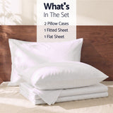 Giselle Double 500TC Cotton 4Pcs Sheet Set with 40cm Extra Deep Pocket for Thick Mattresses Sateen Weave for Sweaty Nights White