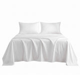 Giselle Double 500TC Cotton 4Pcs Sheet Set with 40cm Extra Deep Pocket for Thick Mattresses Sateen Weave for Sweaty Nights White
