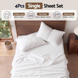 Giselle Single 500TC Cotton 4Pcs Sheet Set with 40cm Extra Deep Pocket for Thick Mattresses Sateen Weave for Sweaty Nights White In Australia - Darrahopens