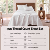 Giselle Single 500TC Cotton 4Pcs Sheet Set with 40cm Extra Deep Pocket for Thick Mattresses Sateen Weave for Sweaty Nights White
