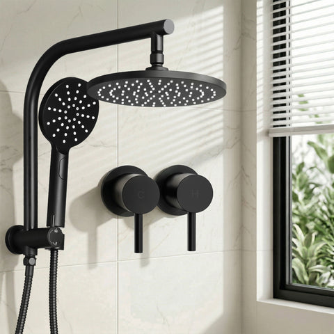 Cefito 9'' Rain Shower Head Set Handheld Round High Pressure Twins Tap Chrome | darrahopens.com.au Premium AU Stock