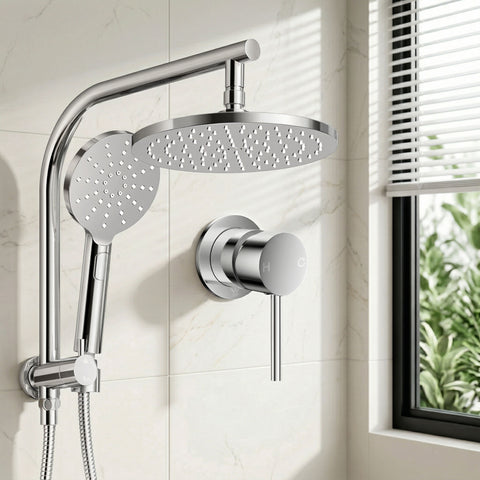 Cefito 9'' Rain Shower Head Set Handheld Round High Pressure Mixer Tap Chrome | darrahopens.com.au Premium AU Stock