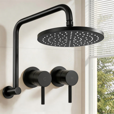Cefito 9'' Rain Overhead Swivel Shower Head with Wall Twin Swivel Bathroom Tap | darrahopens.com.au Premium AU Stock