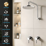 Cefito 9'' Rain Overhead Swivel Shower Head with Wall Twin Swivel Bathroom Tap Silver | darrahopens.com.au Premium AU Stock