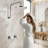 Cefito 9'' Rain Overhead Swivel Shower Head with Wall Twin Swivel Bathroom Tap Silver | darrahopens.com.au Premium AU Stock