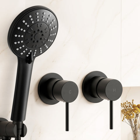 Cefito 4.5" Handheld Shower Head Round with Wall Twin Swivel Bathroom Tap | darrahopens.com.au Premium AU Stock