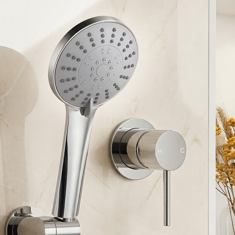Cefito 4.5" Handheld Shower Head Round with Wall Bathroom Mixer Silver | darrahopens.com.au Premium AU Stock