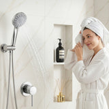 Cefito 4.5" Handheld Shower Head Round with Wall Bathroom Mixer Silver | darrahopens.com.au Premium AU Stock