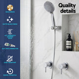 Cefito 4.5" Handheld Shower Head Round with Wall Twin Swivel Bathroom Tap Silver | darrahopens.com.au Premium AU Stock