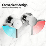 Cefito 4.5" Handheld Shower Head Round with Wall Twin Swivel Bathroom Tap Silver | darrahopens.com.au Premium AU Stock