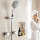 Cefito 4.5" Handheld Shower Head Round with Wall Twin Swivel Bathroom Tap Silver | darrahopens.com.au Premium AU Stock