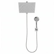 Cefito High-Pressure Rain Shower Head with Handheld, Gear-Lock Anti-Sag Arm for Family Spa, 12" Stainless Steel Rainfall & 9-Setting Wand Combo, 3-Way Diverter, Drill-Free Adhesive Bracket