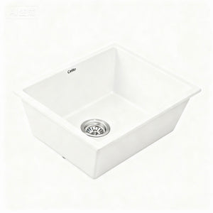 Cefito Kitchen Sink 55x45cm Granite Stone Sink Single Bowl White
