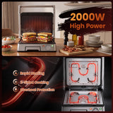 Devanti 2000W 3-in-1 Panini Press Grill Sandwich Maker 180° Open 4 Slice In Australia - Darrahopens
