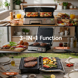 Devanti 2000W 3-in-1 Panini Press Grill Sandwich Maker 180° Open 4 Slice In Australia - Darrahopens
