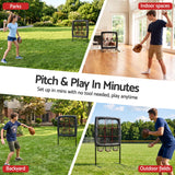 Everfit Baseball Pitching Net Training Target Softball Practice 9 Hole Black