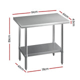 Cefito Stainless Steel Kitchen Benches Work Bench 910x610mm 430