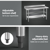 Cefito Stainless Steel  Kitchen  Bench w/ Splashback 1500x600MM 430