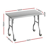 Cefito Stainless Steel Kitchen Benches Work Bench Wheels 122X61CM 430