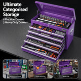 Giantz 9-Drawer Tool Cabinet Chest Toolbox Heavy Duty Garage Storage Organiser Purple