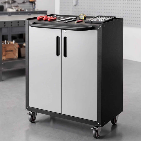 Giantz Rolling Tool Cabinet Heavy-Duty Storage Cabinet Adjustable Shelf Black and Grey In Australia - Darrahopens