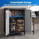 Giantz Rolling Tool Cabinet Heavy-Duty Storage Cabinet Adjustable Shelf Black and Grey In Australia - Darrahopens