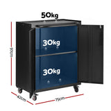 Giantz Rolling Tool Cabinet Heavy-Duty Storage Cabinet Adjustable Shelf Black In Australia - Darrahopens