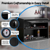 Giantz Wall Mount Steel Tool Cabinet Garage Storage Box Lockable Overhead Shelf Black In Australia - Darrahopens