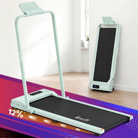 Everfit 3 in 1 Walking Pad Treadmill 12% Incline Foldable Under Desk Treadmills for Home 38cm Green In Australia - Darrahopens