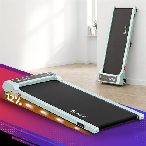 Everfit 3 in 1 Walking Pad Treadmill 12% Incline Under Desk Treadmills for Home Gym 40cmBelt Green In Australia - Darrahopens