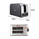 Devanti 2-Slice Toaster, LED Display 3.5cm Wide Slots 6 Browning Levels