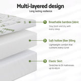 Giselle Mattress Topper 11cm Pillowtop toppers Bamboo King Single