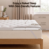 Giselle Queen Pillow Top Mattress Topper 1300GSM White Duck Feather For Old Bed Upgrade 5cm Thick