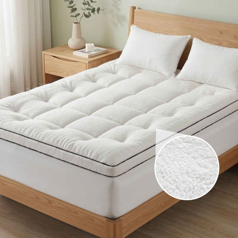 Giselle Bedding Double Mattress Topper 5cm Coral Fleece