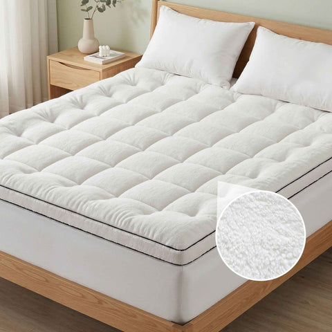 Giselle Bedding King Mattress Topper 5cm Coral Fleece