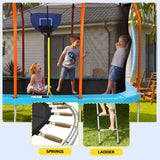 Everfit 12FT Kids Trampoline Rectangle Rebounder with Basketball Set Blue