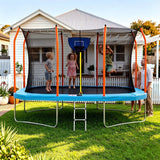 Everfit 12FT Kids Trampoline Rectangle Rebounder with Basketball Set Blue In Australia - Darrahopens