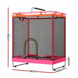 Everfit Kids 4.5FT Trampoline Rectangle Rebounder with Basketball Hoop Pink